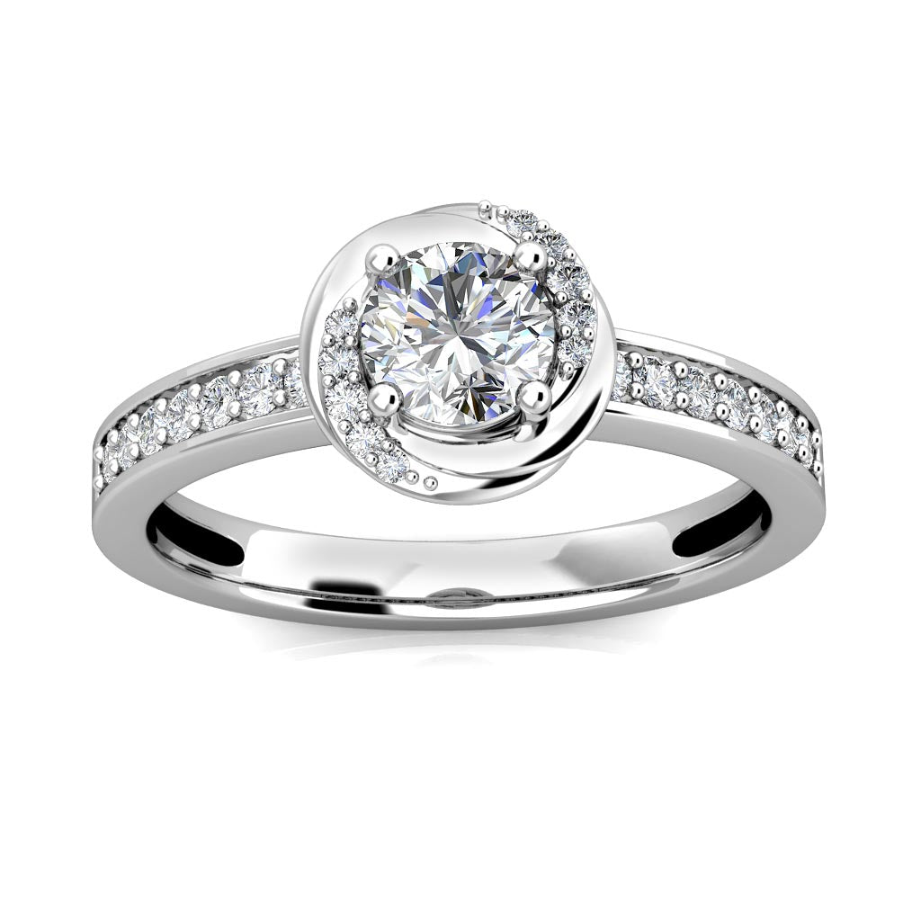 Knot Diamond Halo Engagement Ring 0.40ct Diamonds in 18K White Gold
