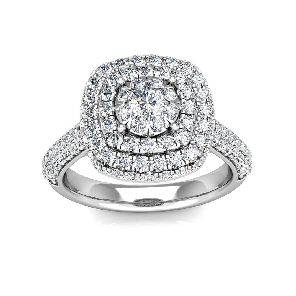 Alluring Large Diamond Statement Ring 1.22ct Diamonds in 18K White Gold