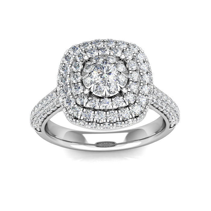 Alluring Large Diamond Statement Ring 1.22ct Diamonds in 18K White Gold