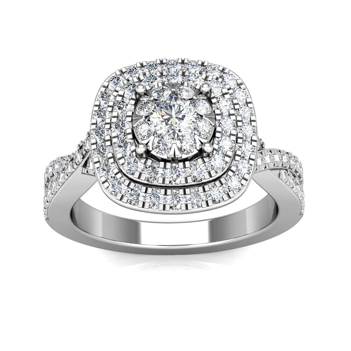 Sherazade Large Diamond Statement Ring 1.22ct Diamonds in 18K White Gold