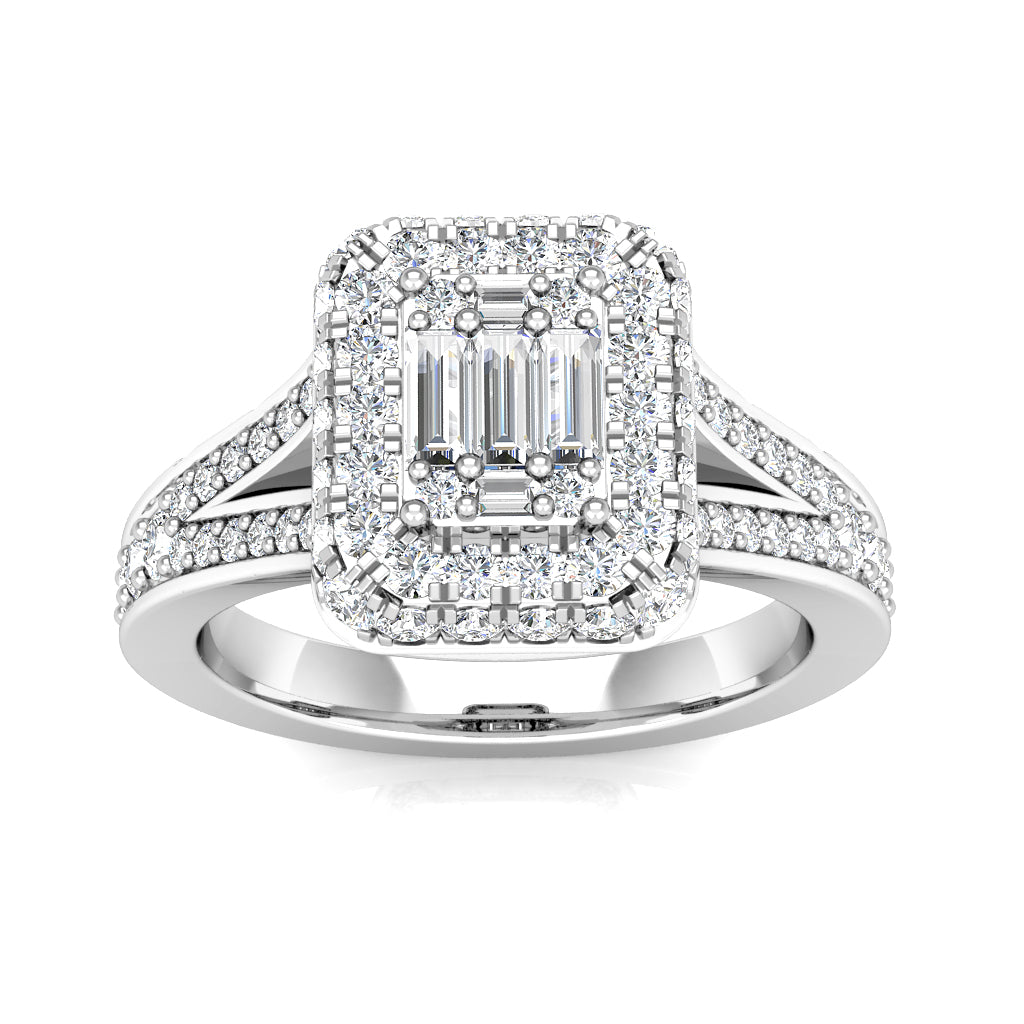 Large Diamond Statement Ring 0.88ct Diamonds in 18K White Gold