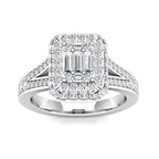 Large Diamond Statement Ring 0.88ct Diamonds in 18K White Gold