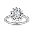 Esmeralda Diamond Halo Engagement Ring 0.53ct Diamonds in 18K White Gold