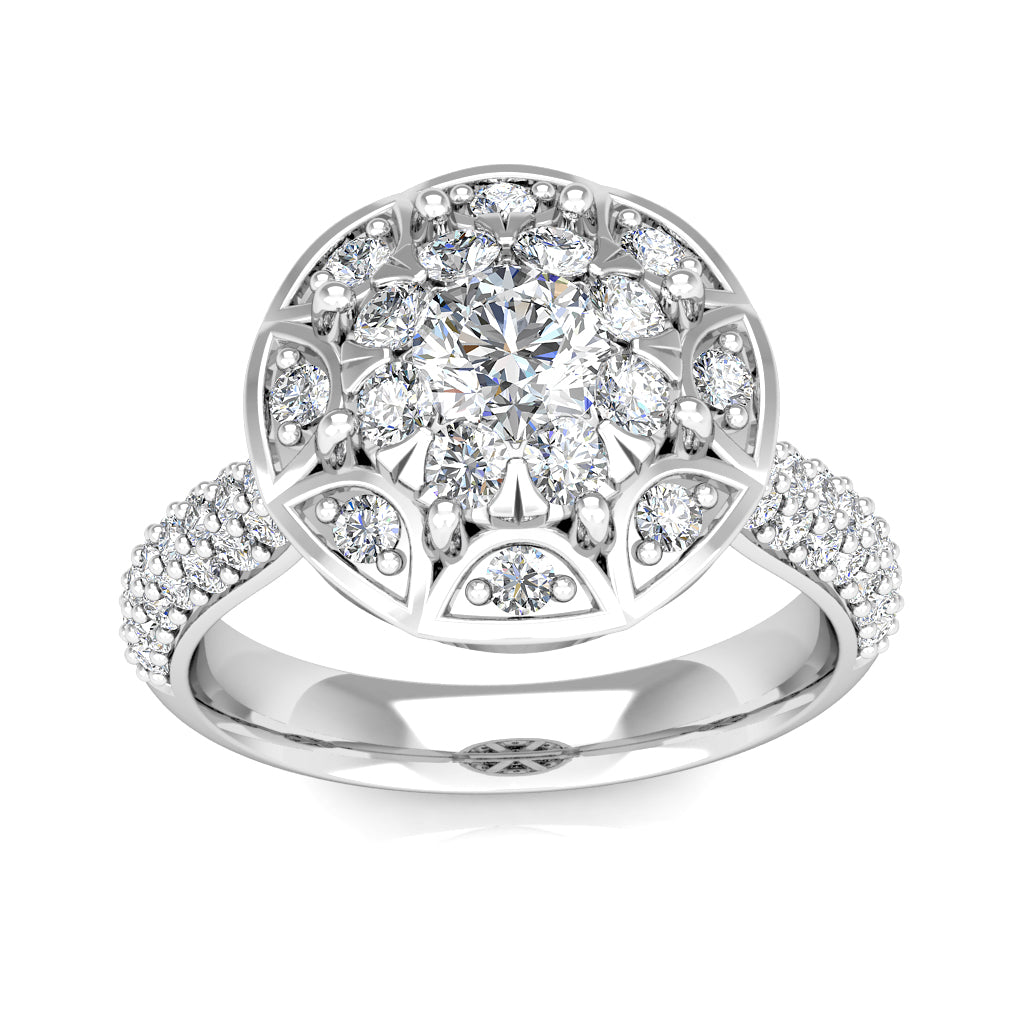 Audrey Diamond Cluster Engagement Ring 0.97ct Diamonds in 18K White Gold
