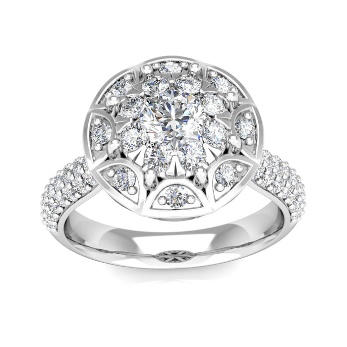 Audrey Diamond Cluster Engagement Ring 0.97ct Diamonds in 18K White Gold
