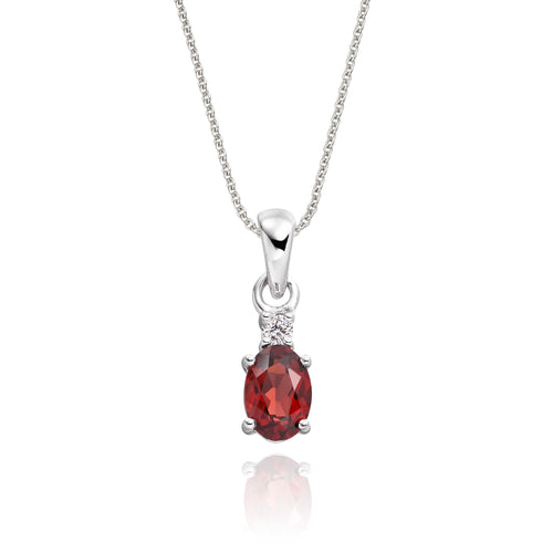0.90ct Garnet With 0.04ct Diamond Pendant In 9K White Gold