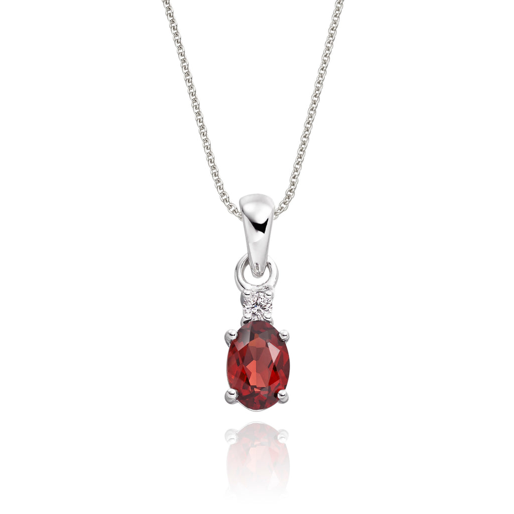 0.90ct Garnet With 0.04ct Diamond Pendant In 18K White Gold