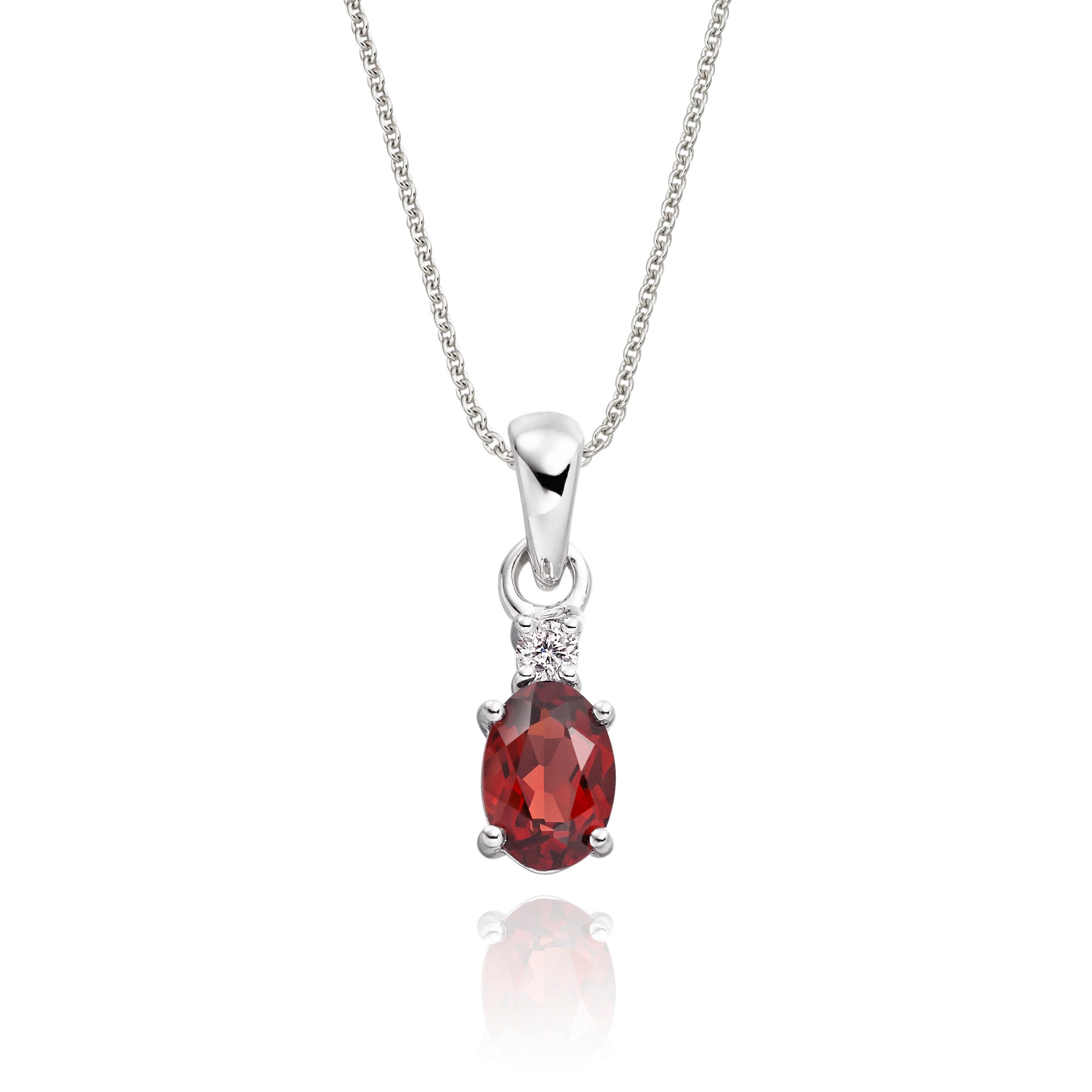 0.90ct Garnet With 0.04ct Diamond Pendant In 18K White Gold
