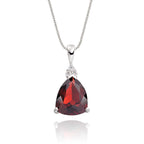 8mm x 10mm Garnet with 0.05ct Diamond pendant in 18K white gold