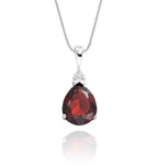 8mm x 10mm Pear Garnet with 0.05ct Diamond pendant in 18K white gold