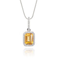 5mm x 8mm Citrine with 0.15ct Diamond pendant in 9K white gold