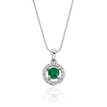 4mm Emerald and 0.14ct Diamond pendant in 18K white gold 