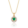 4mm Emerald and 0.14ct Diamond pendant in 18K yellow gold
