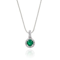 4mm Emerald and 0.07ct Diamond pendant in 9K white gold