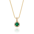 4mm Emerald and 0.07ct Diamond pendant in 18K yellow gold