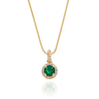 4mm Emerald and 0.07ct Diamond pendant in 18K yellow gold