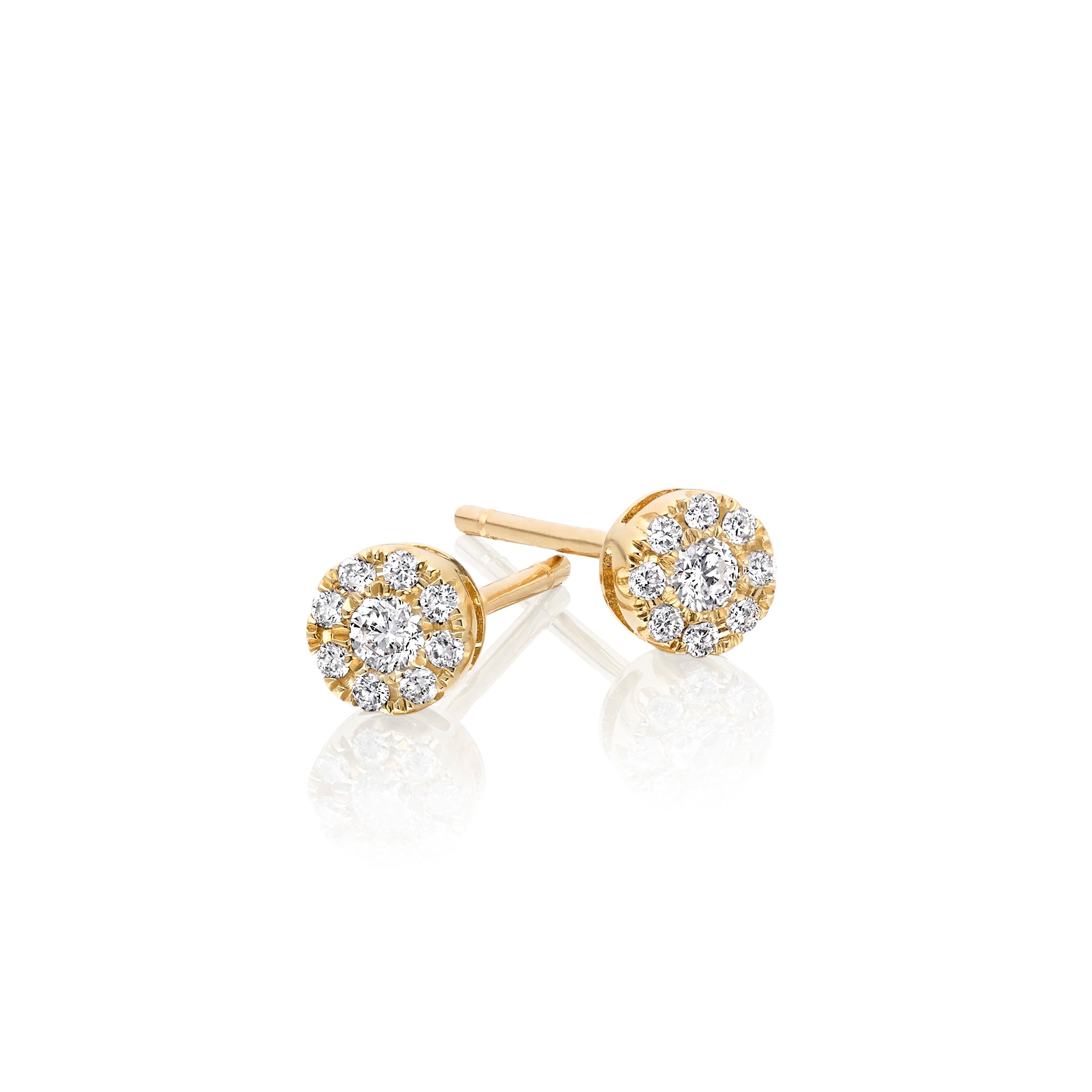 Sparkle Diamond Cluster Earrings 0.20ct Studs 9K Yellow Gold