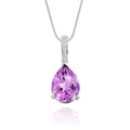 8mm x 12mm Amethyst with 0.05ct Diamond pendant in 9K white gold