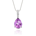 8mm x 12mm Amethyst with 0.05ct Diamond pendant in 9K white gold
