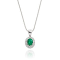 3mm x 5mm Emerald and 0.05ct Diamond pendant in 9K white gold