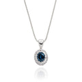 0.40ct Blue Sapphire Pendant Necklace 0.05ct Diamond 9K White Gold