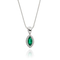 3mm x 6mm Emerald and 0.05ct Diamond pendant in 9K white gold