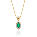 3mm x 6mm Emerald and 0.05ct Diamond pendant in 18K yellow gold 