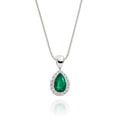 4mm x 6mm Emerald and 0.05ct Diamond pendant in 9K white gold