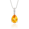 8mm x 12mm Citrine with 0.05ct Diamond pendant in 9K white gold