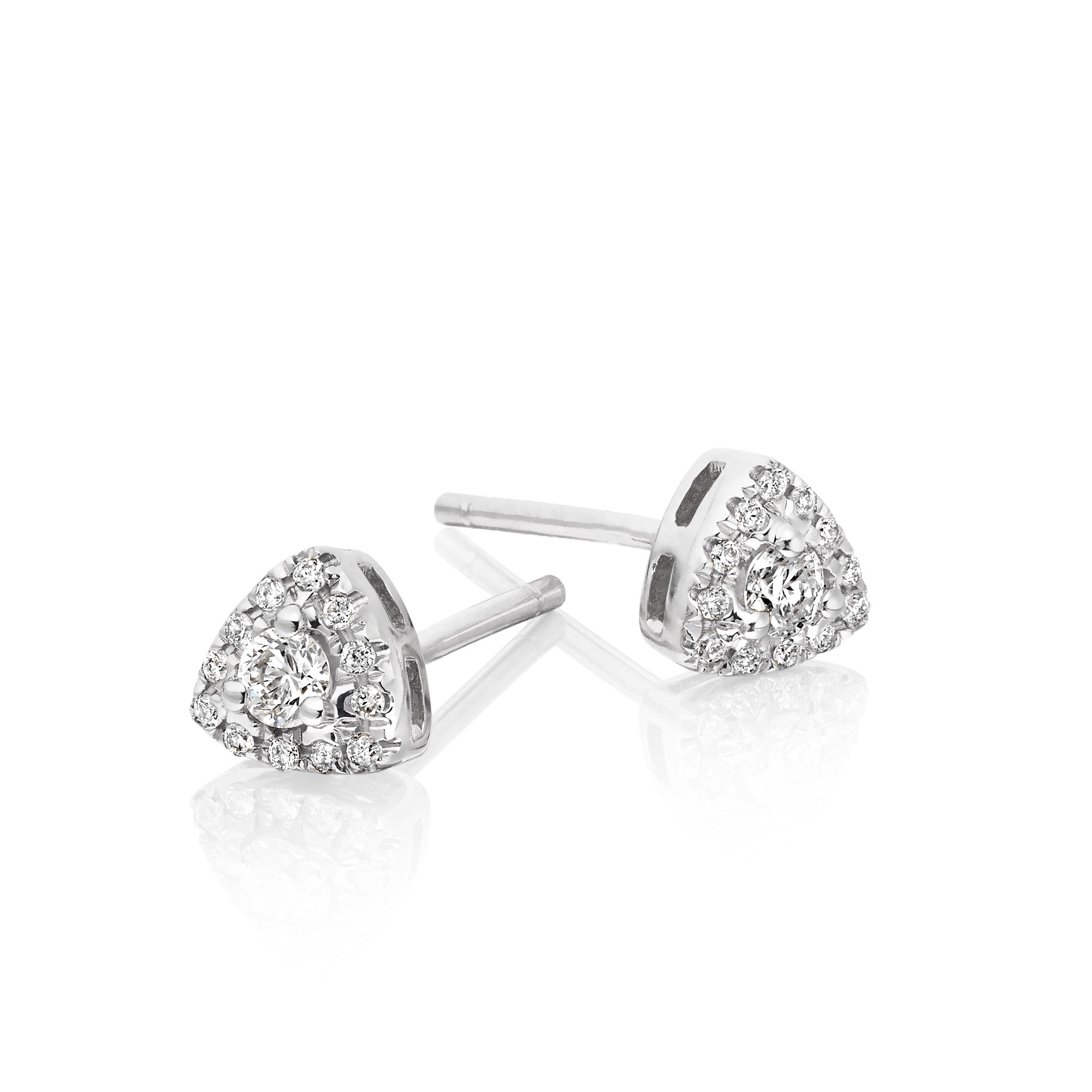 Tristar 0.16ct diamond ear studs in 18K white gold