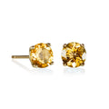 6mm Citrine and 0.12ct diamond stud earrings in 18K white gold