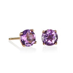 4mm x 6mm Amethyst and 0.15ct diamond stud earrings in 9K white gold 