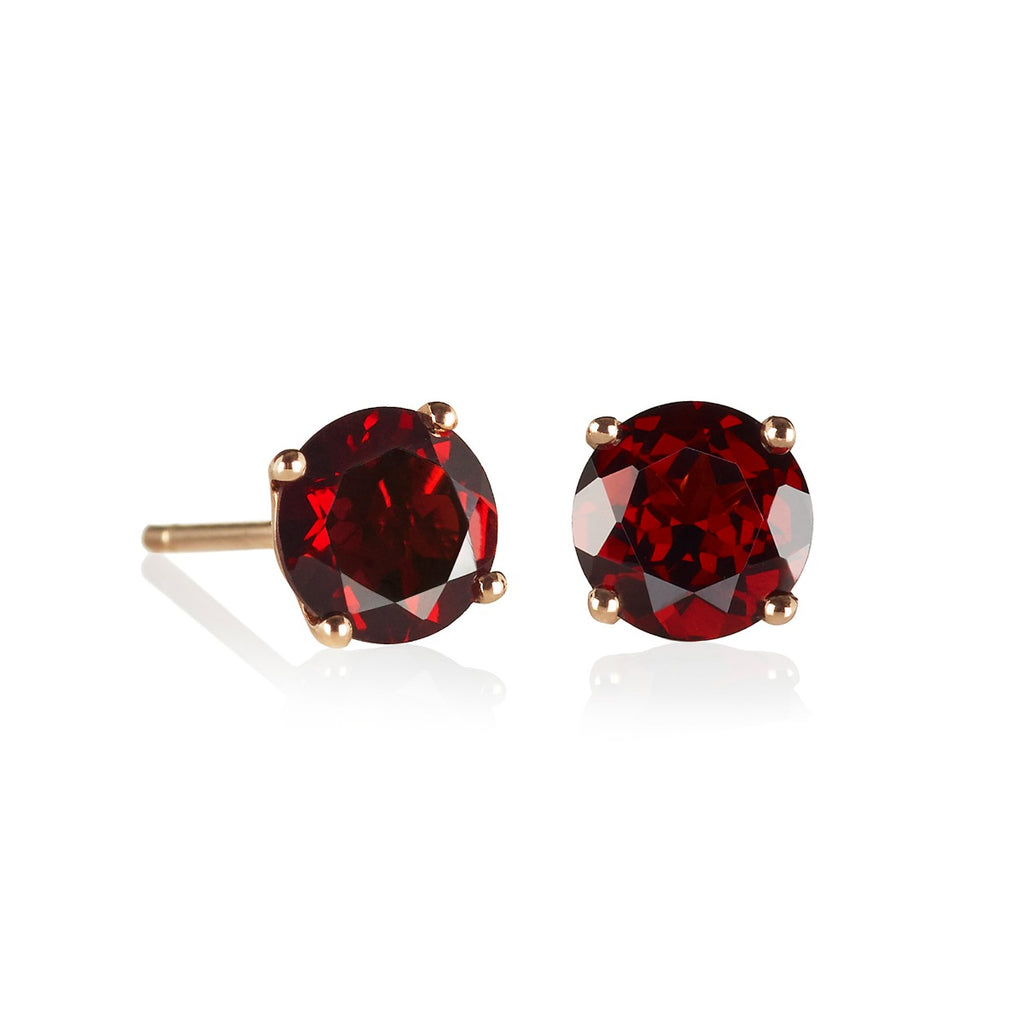6mm solitaire garnet stud earrings in 9ct gold