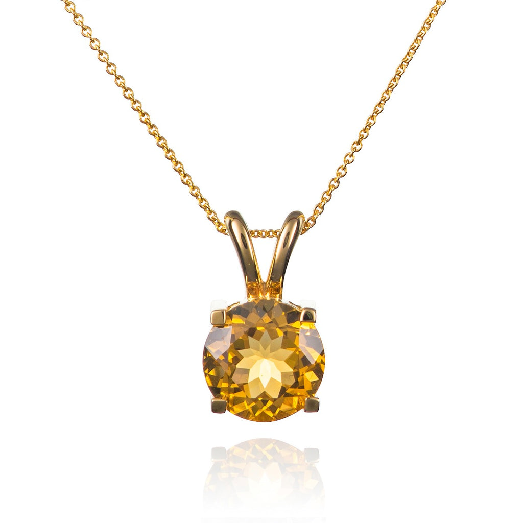 2.50ct Citrine Drop Pendant Necklace With Diamonds 9K Yellow Gold