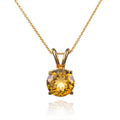 2.50ct Citrine Drop Pendant Necklace With Diamonds 9K Yellow Gold