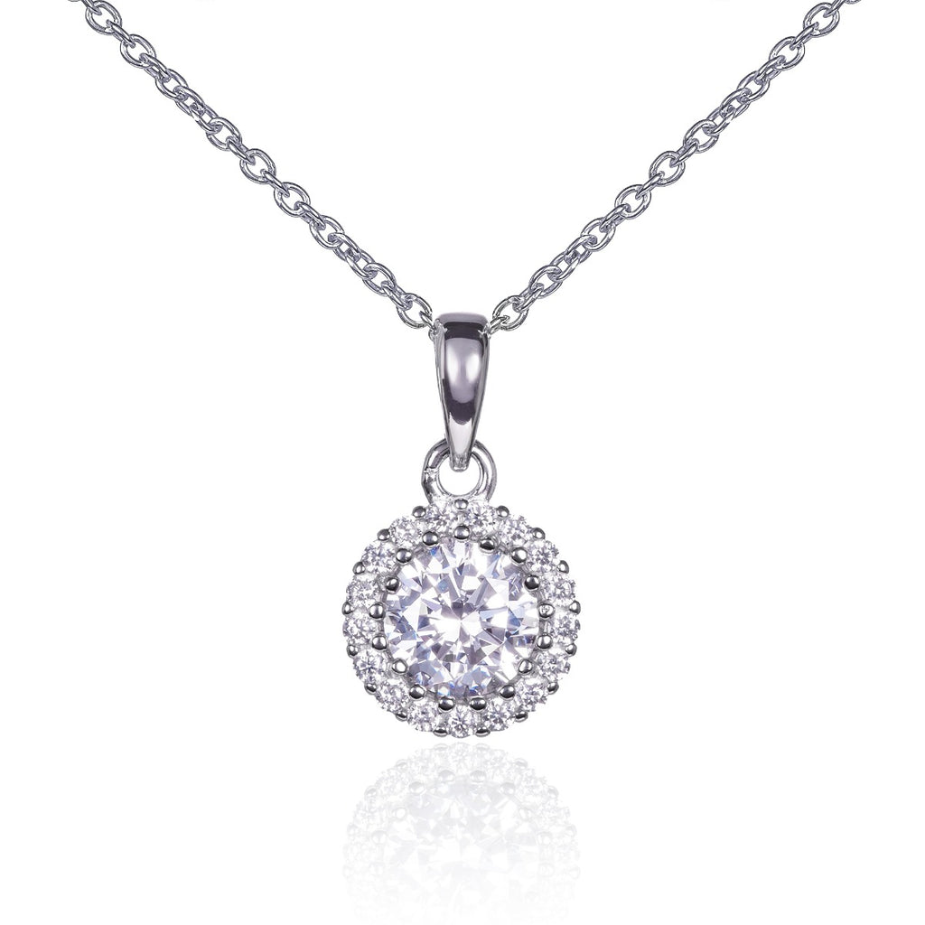 925 sterling silver halo pendant necklace for women