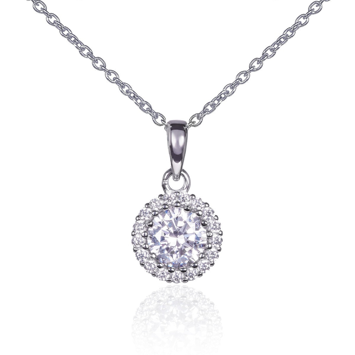 925 sterling silver halo pendant necklace for women