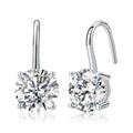 Sterling Silver Zirconia Drop Earrings 8mm Round Zirconia