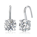 Sterling Silver Zirconia Drop Earrings 8mm Round Zirconia