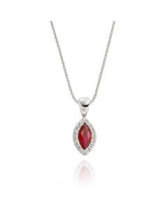 0.30ct Ruby Pendant Necklace 0.05ct Diamond 9K White Gold