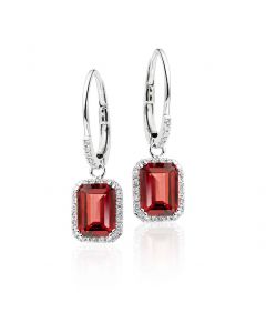 2.70ct Garnet And 0.20ct Diamond Earrings In 9K White Gold