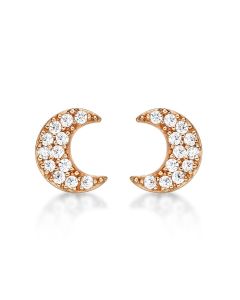 Rose Gold Plated Sterling Silver Moon Earrings with Cubic Zirconia