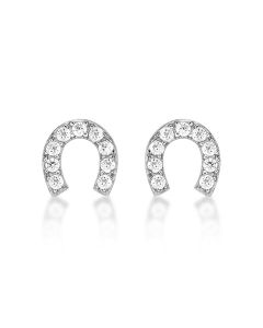 Sterling Silver Lucky Horseshoe Earrings Cubic Zirconia