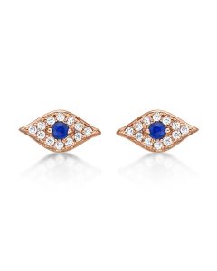 Rose Gold Plated Sterling Silver Evil Eye Earrings with Cubic Zirconia