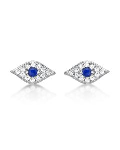 Sterling Silver Evil Eye Earrings with Cubic Zirconia