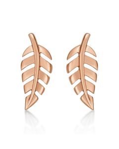 Rose Gold Plated Sterling Silver Feather Earrings