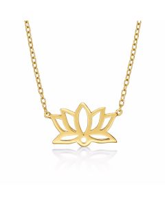 Yellow Gold Plated Sterling Silver LOTUS Pendant Necklace