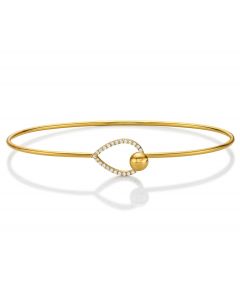 Yellow Gold Plated Elegant Sterling Silver Bangle with Cubic Zirconia