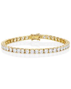 Gold Plated Sterling Silver Tennis Bracelet with 4mm Cubic Zirconia
