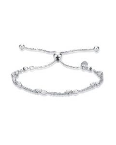 Sterling Silver Bracelet with Twin Line Diamond Cut Beads